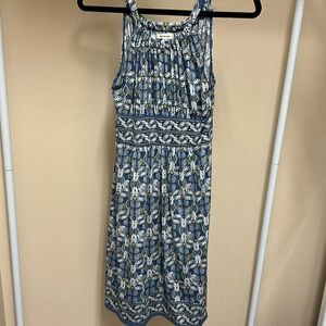 Max Studio multi blue print Sun Dress size small.